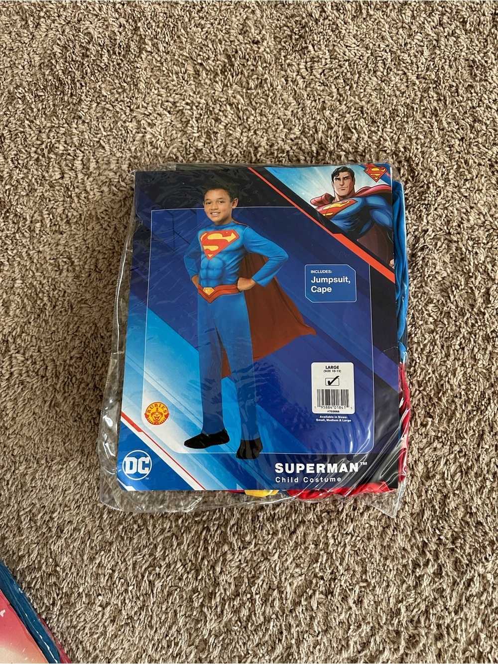 Superman Child Costume Size large (10-12) Jumpsuit Cape DC Heroes Rubies